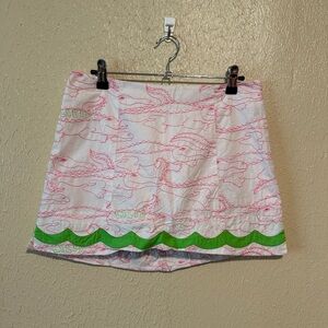 LILLY PULITZER Alligator Embroidered Mini Skort Skirt Shorts Size 2‎